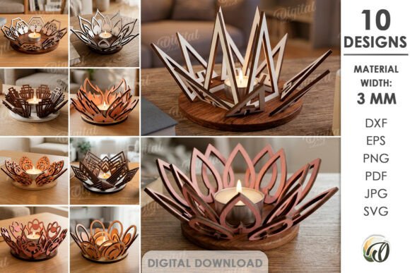 3D Candle Holders Bundle Laser Cut: Creative Design Meets Modern Technology