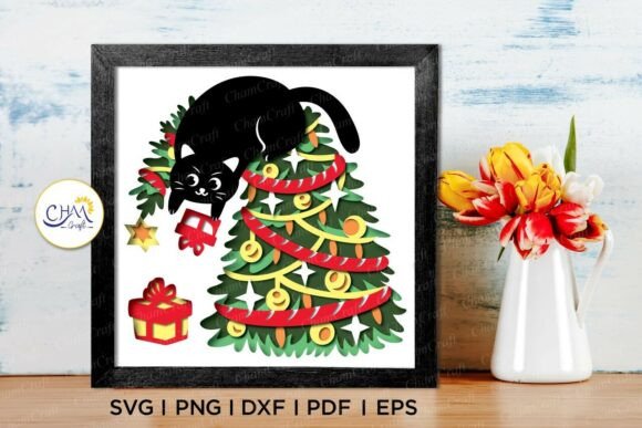 3D Christmas Cat Tree Shadow Box SVG: A Creative Holiday Craft for Every Maker