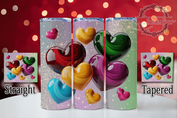 3D Colorful Heart Tumbler Design Pack for Creative Drinkware Projects