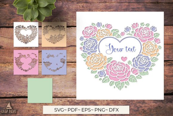 3D Floral Heart Frame SVG Layered Card: Elegance Meets Craftsmanship
