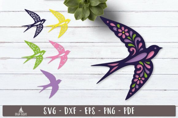 3D Floral Swallow Bird Layered SVG: Elevate Your Craft Projects with Precision and Style