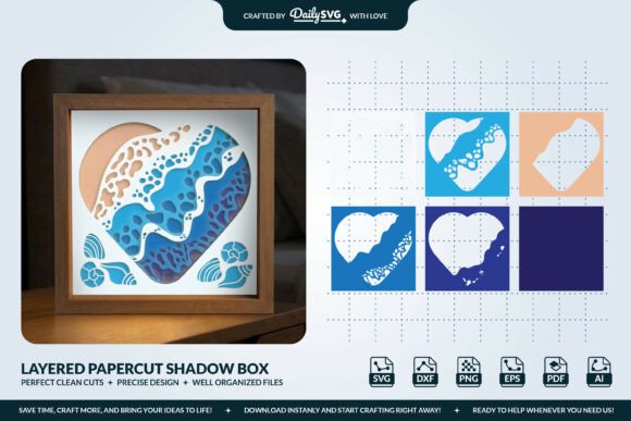 3D Heart Beach Waves Layered Shadow Box: A Strategic Tool for Coastal-Inspired Design Projects