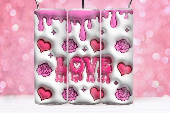 3D Inflated Love Pink PNG Tumbler Wrap