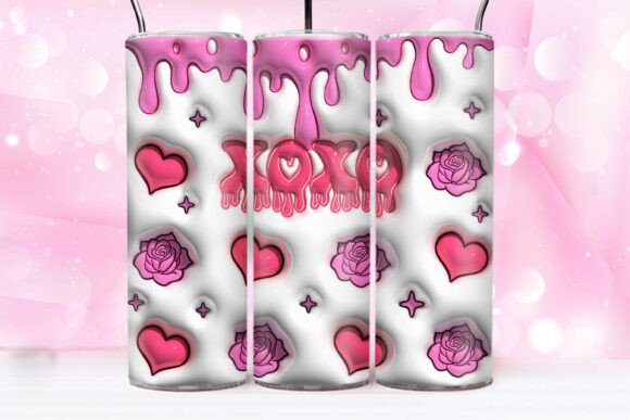 3D Inflated XOXO PNG Tumbler Wrap: A Creative Design Resource for Custom Drinkware