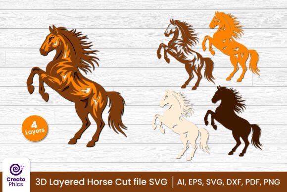 3D Layered Horse SVG for Creative Crafting Projects
