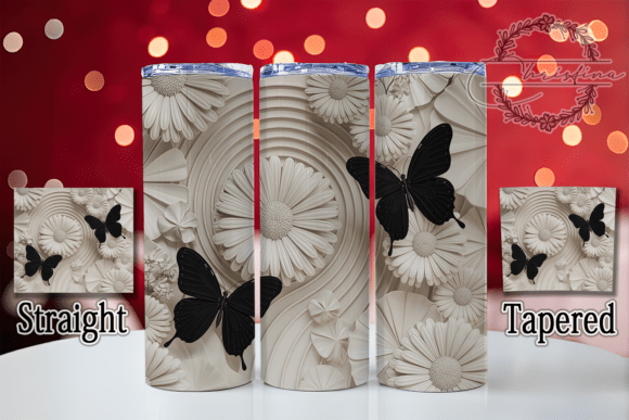 3D Monochrome Butterfly Tumbler: A Versatile Design Asset for Creative Drinkware Projects