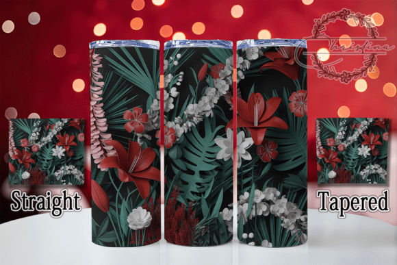 3D Red Green Floral Tumbler: A Digital Design for Creative Drinkware Projects