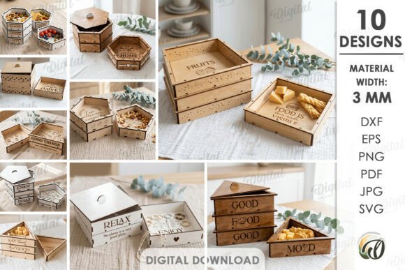 3D Stackable Boxes Bundle Laser Cut: Design Freedom at Your Fingertips