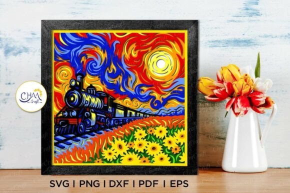 3D Sunset Train Shadow Box SVG: A Creative Digital Design for Cutting Machines
