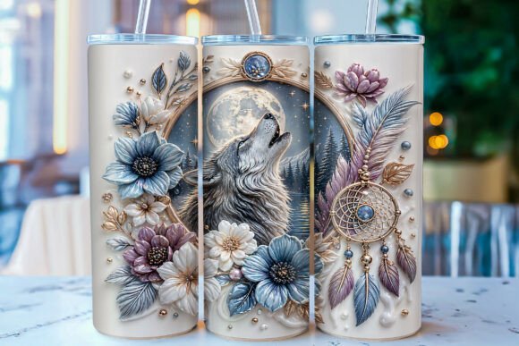 3D Wolf Dreamcatcher 20oz Tumbler Wrap