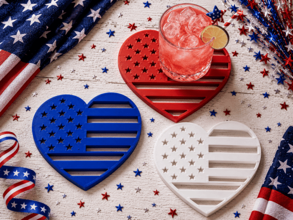 4th of July Coaster STL for Patriotic 3D Printing