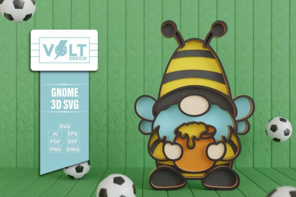Bee Gnome 3D SVG Multilayered Cut: A Versatile Digital Design for Crafting Enthusiasts