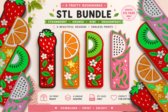 Cute 3D Printable Bookmark Files 4 Set – A Delightful Addition to Your 3D Printing Projects