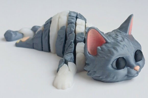 Cute Articulated Cat 3D Print Model