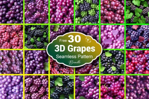 Enhance Your Designs with the 3D Grapes Seamless Pattern Bundle