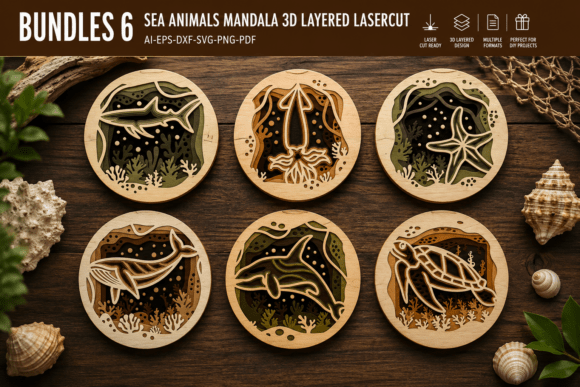 Exploring the Creative Potential of Sea Animals Mandala 3D Layered BUNDLES