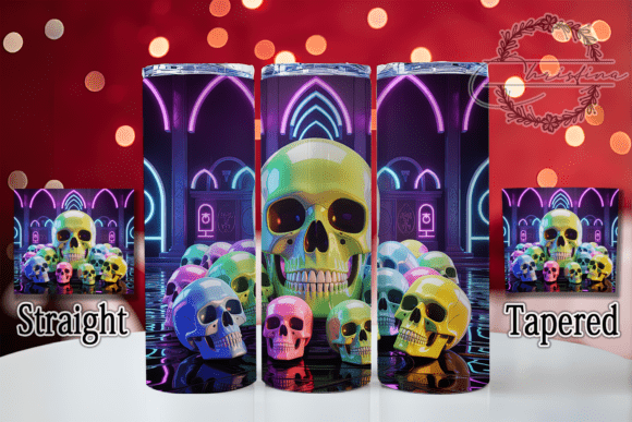Neon 3D Gothic Skull Tumbler Design: Style, Versatility, and Digital Creativity