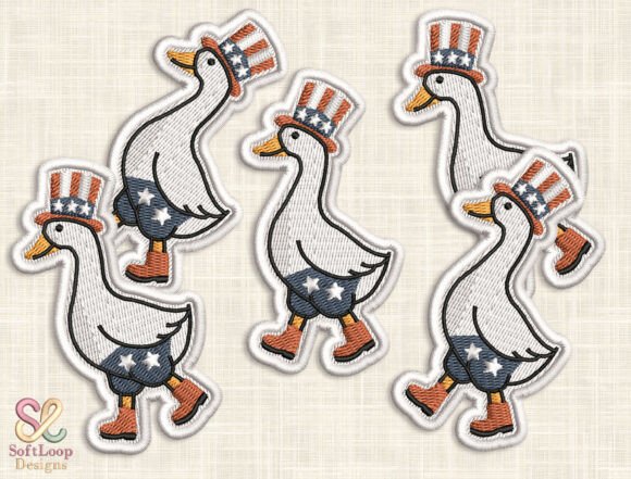 Patriotic Poultry Crafted in Thread: Exploring the PATRIOTIC GOOSE Patch Embroidery Design
