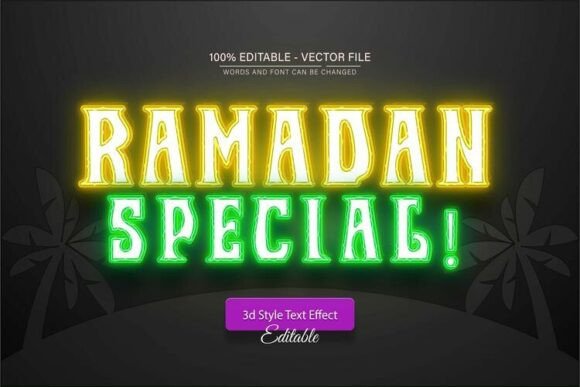 Ramadan Special Neon 3D Text Effect: A Versatile Design Solution for Stunning Visuals