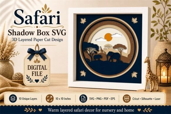 Safari Shadow Box Design with Circular: A Unique 3D Wildlife Art Experience