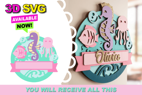Transform Your Nursery with the Baby Name Sign Ocean 3D SVG
