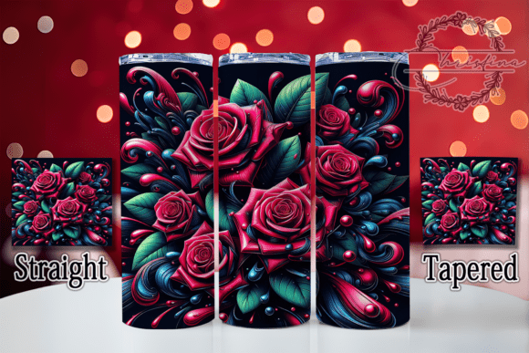 Vibrant 3D Roses Tumbler Design