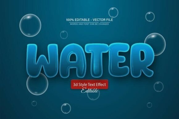 Water Bubble Blue 3D Text Effect
