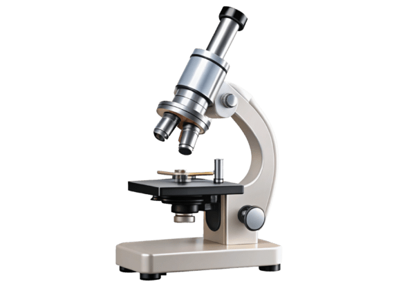 White 3D Microscope with Lenses PNG – A Versatile Graphic for Designers and Creators